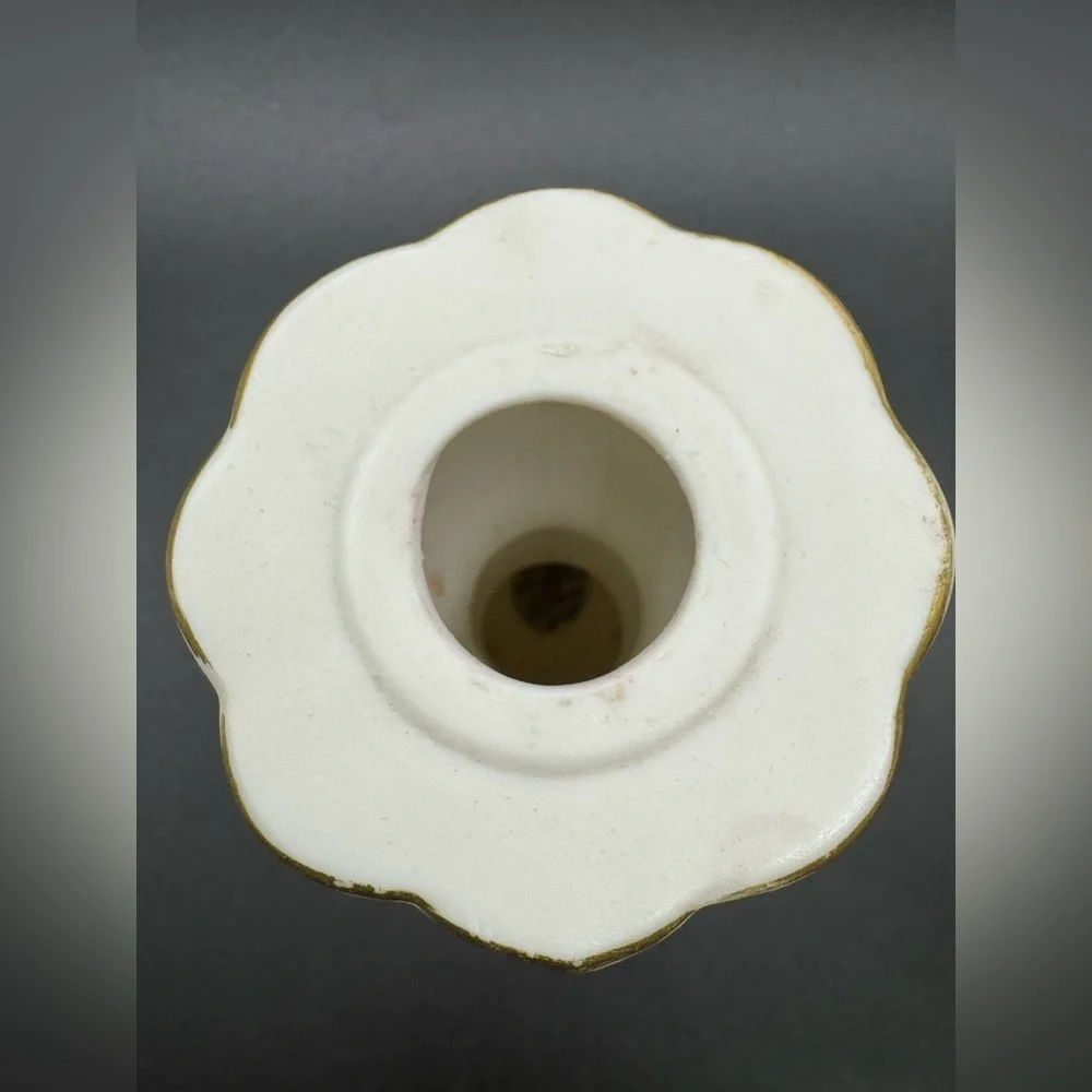 Set of 2 Vintage Bisque Porcelain Cardinal Candle Holders